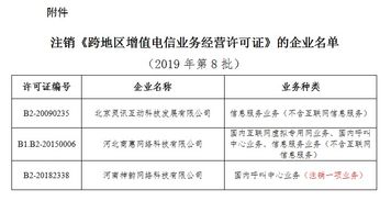 工信部拟注销3家企业跨地区增值电信业务经营许可